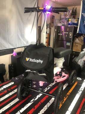 VitaSophy Pink All Terrain Knee Scooter with Shock Absorbers and Storage Bag